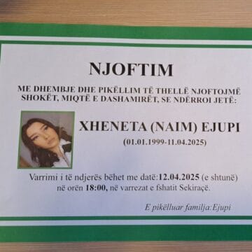 xhenettta Pak orë pasi vdiq, vjen lajmi i papritur për Xhenetën që ra nga kati i shtatë