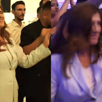 bce4ad6b-29f6-4233-8c6d-1b2cacde2e5b Ganimete Musliu për një moment harroj se është deputete e Kuvendit, ajo e ndez atmosferën krahë këngëtarit Durim Malaj