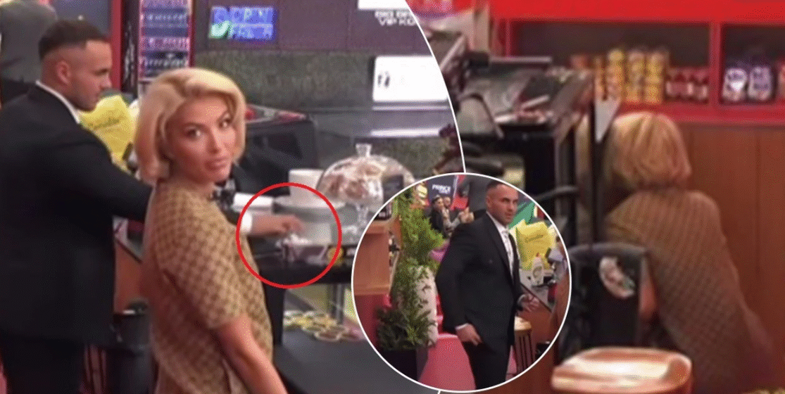 edi-dolce PAMJET e dyshimta në BBVK bëhen virale në rrjetet sociale, Edi fut një qese të bardhë në xhep, Dolce ulet fshehurazi poshtë banakut