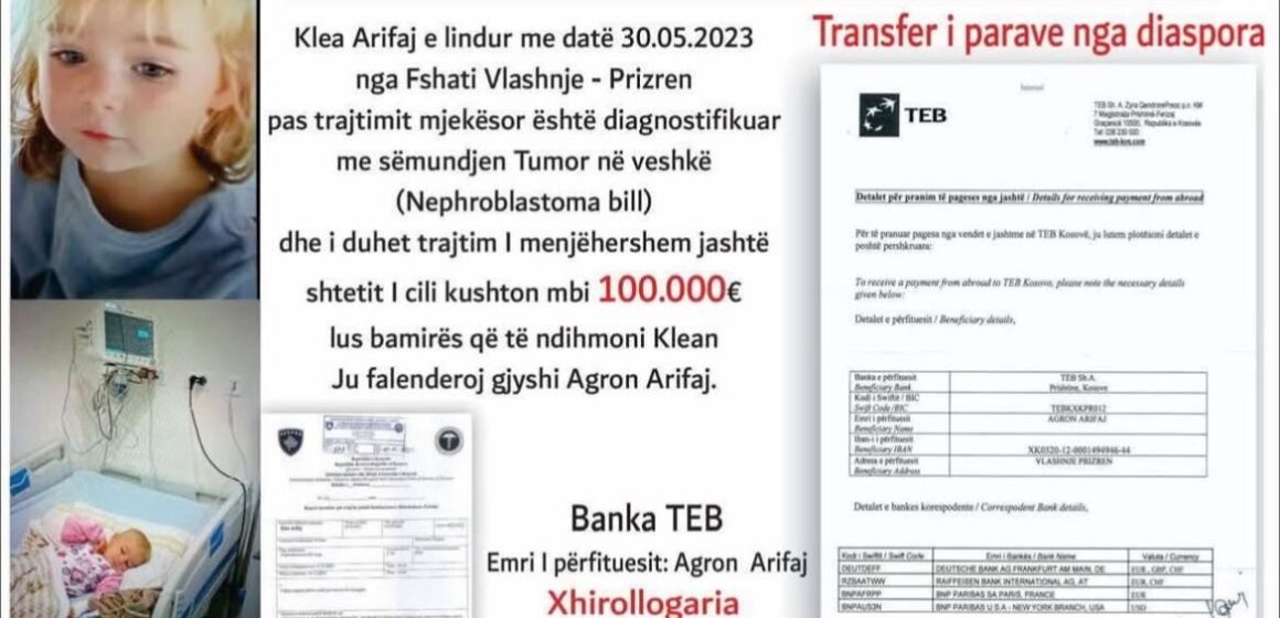 0425439b-a94f-42e3-bfca-ac0ad5c03608 Klea e vogël ka nevojë për ndihmën tuaj, i duhen 100 mijë euro për t’u shëruar
