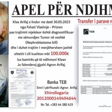 0425439b-a94f-42e3-bfca-ac0ad5c03608 Klea e vogël ka nevojë për ndihmën tuaj, i duhen 100 mijë euro për t’u shëruar